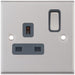 Selectric 7M-Pro Satin Chrome 1 Gang 13A DP Switched Socket with Grey Insert