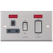 Selectric 7M-Pro Satin Chrome 45A DP Switch and 13A Switched Socket with Neon and Grey Insert