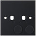 Selectric 5M Matt Black 1 Gang Twin Aperture Dimmer Plate with Matching Knobs