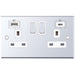 Selectric 7M-Pro Polished Chrome 2 Gang 13A Switched Socket with USB C and A Outlets - White Insert