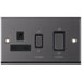 Selectric 7M-Pro Black Nickel 45A DP Switch and 13A Switched Socket with Black Insert