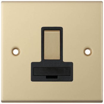 Selectric 5M Satin Brass 13A DP Switched Fused Connection Unit with Black Insert