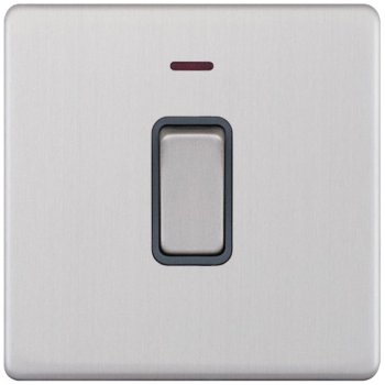 Selectric 5M-Plus Screwless Satin Chrome 1 Gang 20A DP Switch with Neon and Grey Insert
