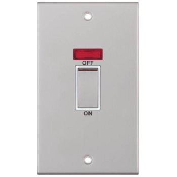 Selectric 5M Satin Chrome 2 Gang 45A DP Switch with Neon and White Insert