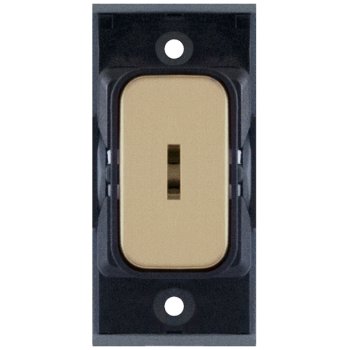 Selectric GRID360 Satin Brass 20A DP 1 Way Keyswitch Module with Black Insert