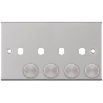 Selectric 5M Satin Chrome 2 Gang Quad Aperture Dimmer Plate with Matching Knobs