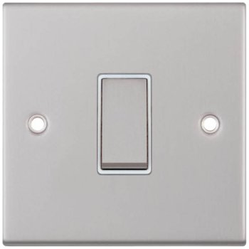 Selectric 5M Satin Chrome 1 Gang 10A Intermediate Switch with White Insert