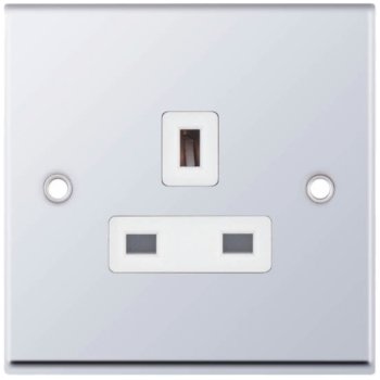 Selectric 7M-Pro Polished Chrome 1 Gang 13A Unswitched Socket with White Insert