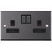 Selectric 7M-Pro Black Nickel 2 Gang 13A Switched Socket with Black Insert