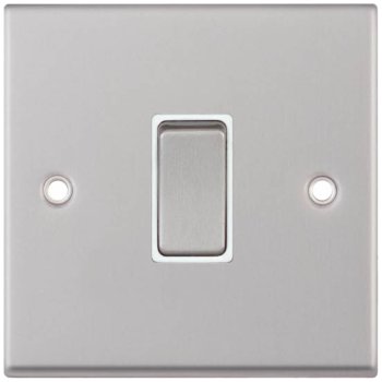 Selectric 7M-Pro Satin Chrome 1 Gang 10A 2 Way Switch with White Insert