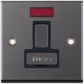 Selectric 7M-Pro Black Nickel 13A DP Switched Fused Connection Unit with Neon and Black Insert