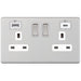 Selectric 5M-Plus Satin Chrome 2 Gang 13A Switched Socket with USB C and A Outlets - White Insert