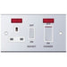 Selectric 5M Polished Chrome 45A DP Switch and 13A Switched Socket with Neon and White Insert