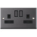 Selectric 7M-Pro Black Nickel 2 Gang 13A DP Switched Socket with Black Insert