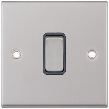 Selectric 7M-Pro Satin Chrome 1 Gang 10A 2 Way Switch with Grey Insert