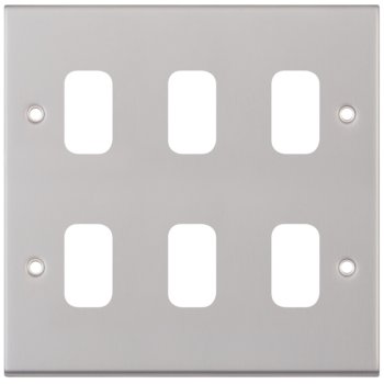 Selectric 7M-Pro GRID360 Satin Chrome 6 Gang Faceplate