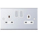 Selectric 5M Polished Chrome 2 Gang 13A DP Switched Socket with White Insert