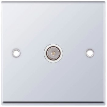 Selectric 7M-Pro Polished Chrome 1 Gang TV Socket with White Insert