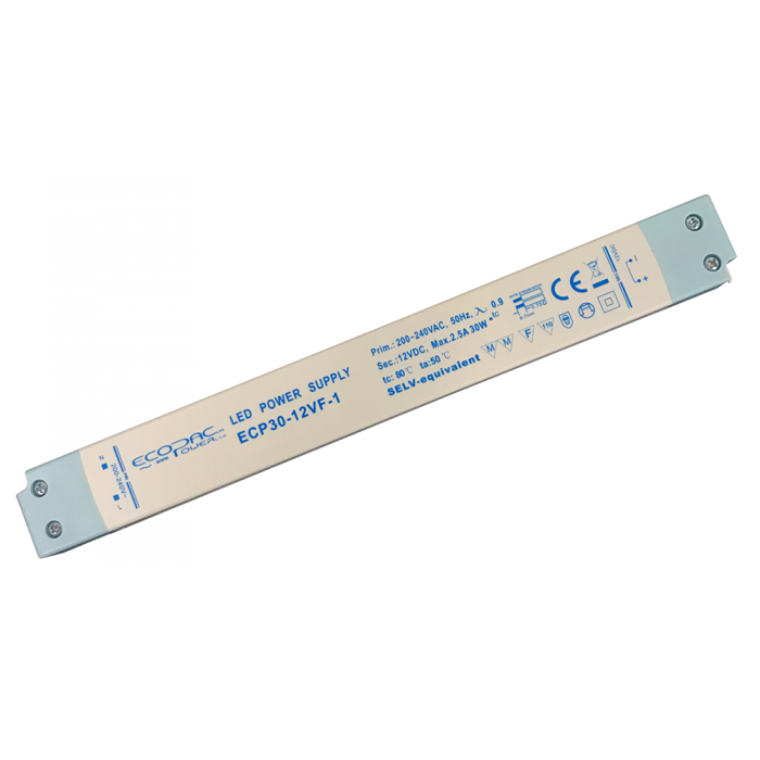 ECP30-12VF-1 - Ecopac ECP30-12VF-1 Slimline Constant Voltage LED Driver 30W 12V LED Driver Ecopac Power - Easy Control Gear