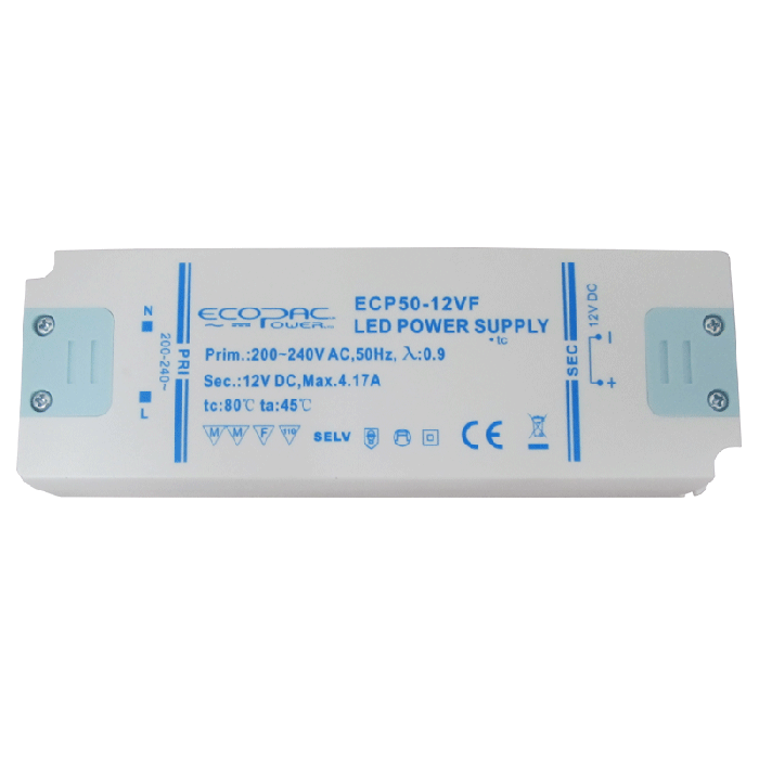 ECP50-12VF - Ecopac Constant Voltage LED Driver ECP50-12VF 50W 12V LED Driver Easy Control Gear - Easy Control Gear