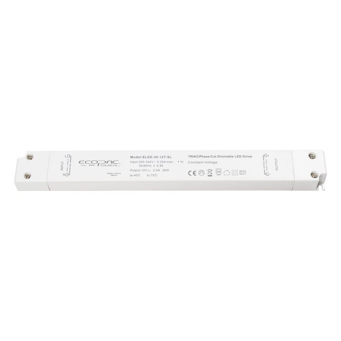 ELED-30P-24T-SL - Ecopac ELED-30P-24T-SL Slimline TRIAC Dimmable LED Driver 30W-24V LED Driver Easy Control Gear - Easy Control Gear