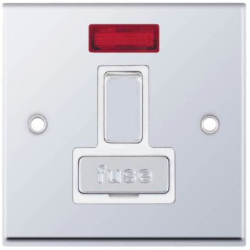 Selectric 7M-Pro Polished Chrome 13A DP Switched Fused Connection Unit with Neon and White Insert