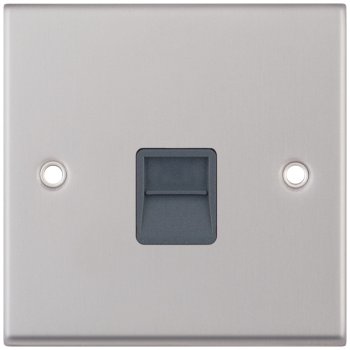 Selectric 7M-Pro Satin Chrome 1 Gang Telephone Secondary Socket with Grey Insert