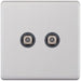 Selectric 5M-Plus Screwless Satin Chrome 2 Gang Satellite Socket with Grey Insert