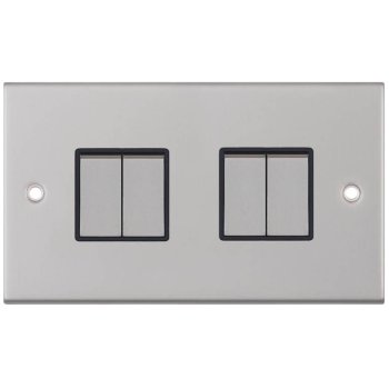 Selectric 5M Satin Chrome 4 Gang 10A 2 Way Switch with Black Insert