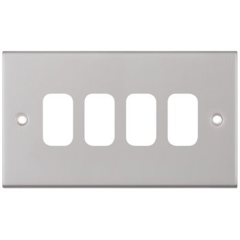 Selectric 5M GRID360 Satin Chrome 4 Gang Faceplate