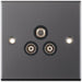 Selectric 5M Black Nickel Triplex Sat/TV/FM Socket with Black Insert