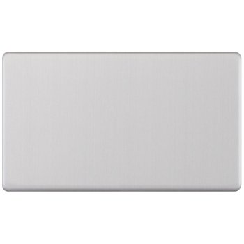 Selectric 5M-Plus Screwless Satin Chrome 2 Gang Blank Plate