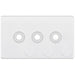 Selectric 5M-Plus Matt White 2 Gang Triple Aperture Dimmer Plate with Matching Knobs