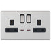 Selectric 5M-Plus Satin Chrome 2 Gang 13A DP Switched Socket with Neon and Black Insert