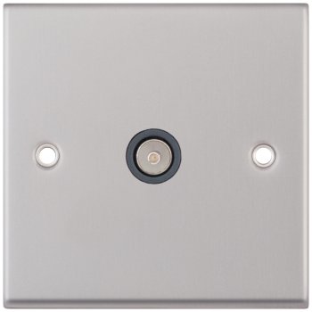 Selectric 7M-Pro Satin Chrome 1 Gang TV Socket with Grey Insert