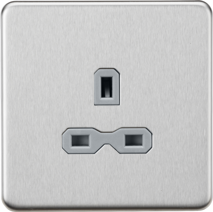 Knightsbridge SFR7000UBCG 13A 1G Unswitched socket - Brushed Chrome with grey insert