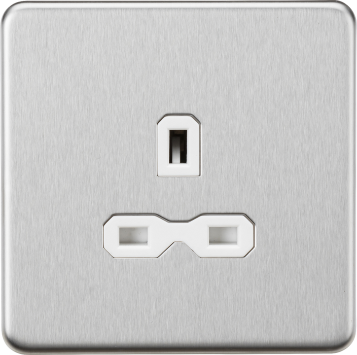 Knightsbridge SFR7000UBCW 13A 1G Unswitched socket - Brushed Chrome with white insert