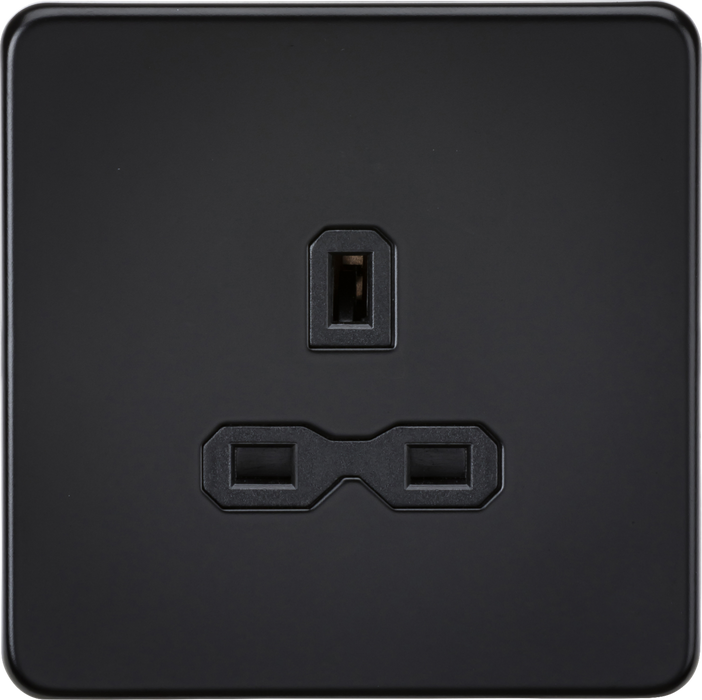 Knightsbridge SFR7000UMB 13A 1G Unswitched socket - Matt Black with black insert