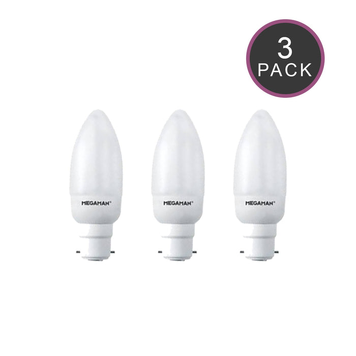 Candle 7w Ba22d/BC 240v Ring Lighting Energy Saving Light Bulb - 10000 Hour - Triple Pack