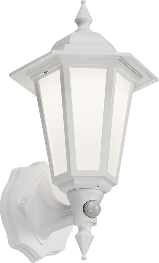 Knightsbridge LANT1WP 230V IP54 8W LED Wall Lantern with Photocell Sensor - White  Sparks Warehouse - Sparks Warehouse
