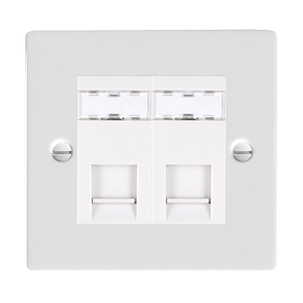 Hamilton 802J12W - Sher Glo/Wh 2g RJ12 Outlet-Unshield WH