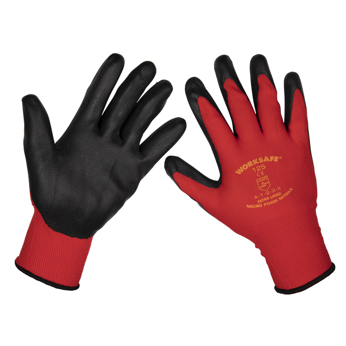 Sealey - 9125XL/B120 Flexi Grip Nitrile Palm Gloves (X-Large) - Pack of 120 Pairs Safety Products Sealey - Sparks Warehouse