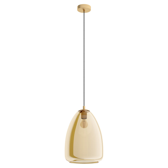 Eglo 98647 ALOBRASE - HL/1 E27 Ø300 brass-br./amber'ALOBRASE' Interior Lighting Eglo - Sparks Warehouse