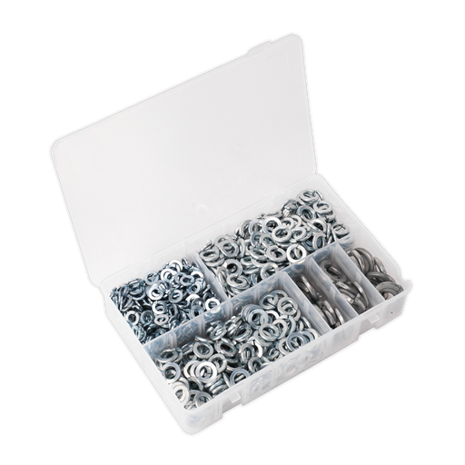 Sealey - AB058SW Spring Washer Assortment 1010pc M6-M16 Metric Zinc DIN 127B Consumables Sealey - Sparks Warehouse
