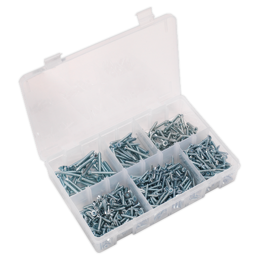 Sealey - AB062STCS Self Tapping Screw Assortment 510pc Countersunk Pozi Zinc DIN 7982 Consumables Sealey - Sparks Warehouse