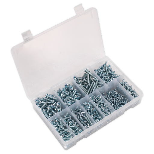 Sealey - AB063STPH Self Tapping Screw Assortment 700pc Pan Head Pozi Zinc DIN 7981CZ Consumables Sealey - Sparks Warehouse