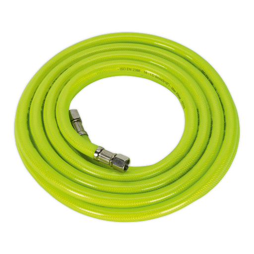 Sealey - AHFC5 Air Hose High Visibility 5m x Ø8mm with 1/4"BSP Unions Compressors Sealey - Sparks Warehouse