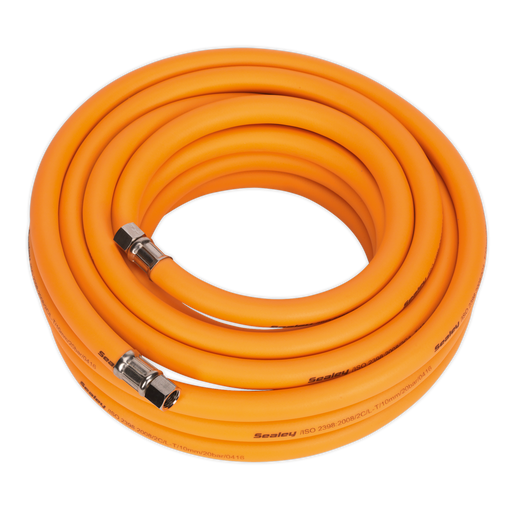 Sealey - AHHC1038 Air Hose 10m x Ø10mm Hybrid High Visibility with 1/4"BSP Unions Compressors Sealey - Sparks Warehouse
