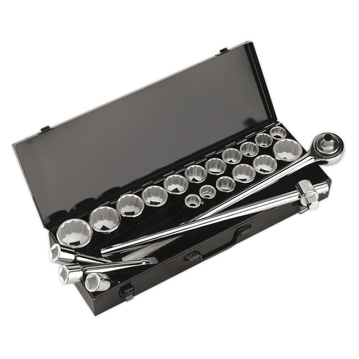 Sealey - AK259/CRV Socket Set 22pc 3/4"Sq Drive 12pt WallDrive® - DuoMetric® Hand Tools Sealey - Sparks Warehouse