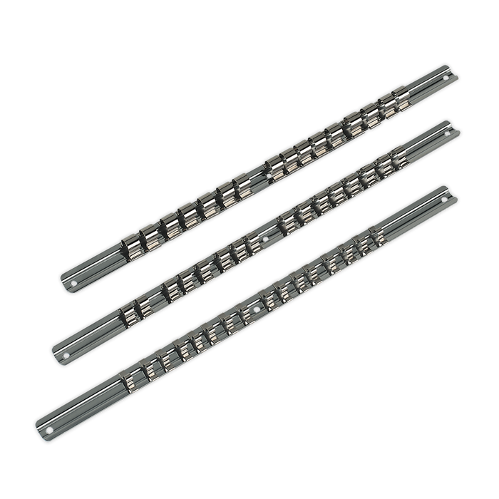 Sealey - AK270 Socket Retaining Rail Set 3pc 1/4", 3/8" & 1/2"Sq Drive Hand Tools Sealey - Sparks Warehouse